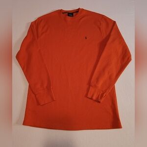 Polo Ralph Lauren Thermal Shirt Sleepwear Mens XL Orange Waffle Knit Pony